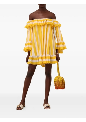 ZIMMERMANN Daylight ruffled striped mini dress - Yellow