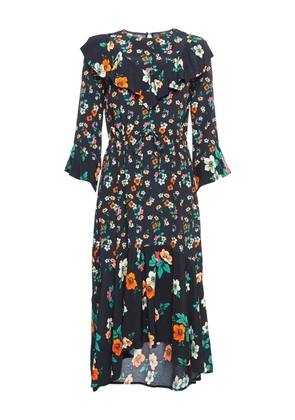 Maje floral-print frill dress - Black
