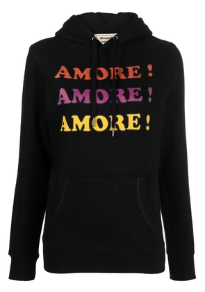 alessandro enriquez slogan-print drawstring hoodie - Black