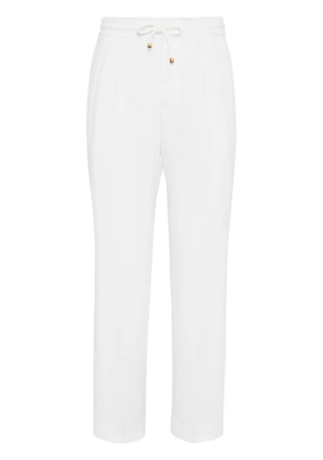 Brunello Cucinelli linen drawstring-fastening trousers - White