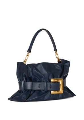 Balmain belted calfskin tote bag - Blue
