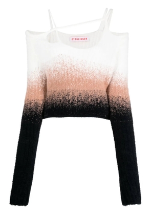 Ottolinger gradiebt-effect off-shoulder knitted jumper - White