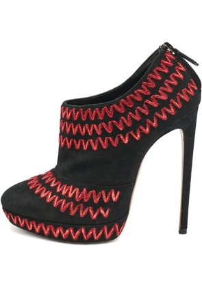 Alaïa Pre-Owned 150mm zigzag-stitch suede ankle boots - Black
