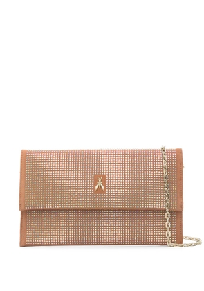 Patrizia Pepe rhinestone-embellished clutch bag - Brown