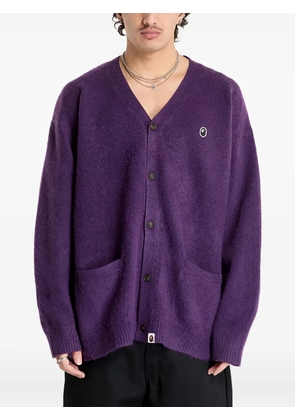 A BATHING APE® One Point Hairly Yarn button cardigan - Purple