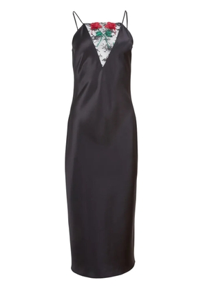 Fleur Du Mal Vampire Rose embroidered slip dress - Black