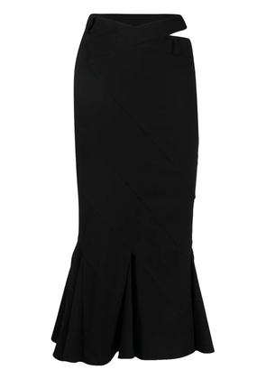 ANDREĀDAMO flared-hem flannel midi skirt - Black