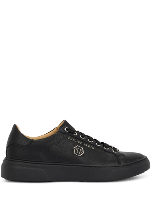 Philipp Plein hexagon-logo leather sneakers - Black