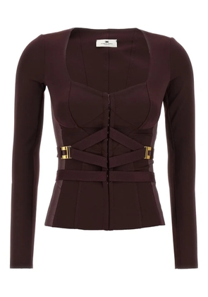 Elisabetta Franchi tulle-insert bustier top - Red