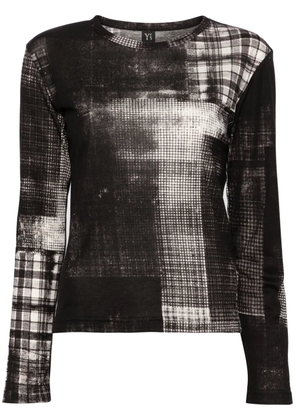 Y's abstract-print fine-knit jumper - Black