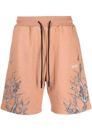 PHOBIA Lightning-print cotton shorts - Orange