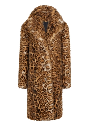 Rabanne leopard print faux-fur coat - Brown