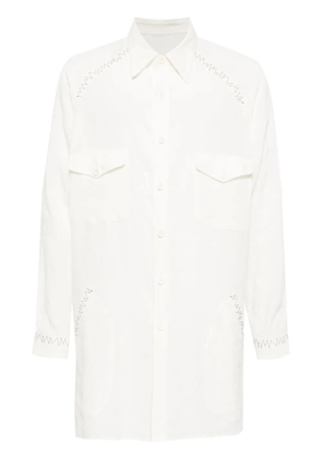 Yohji Yamamoto contrast-stitching linen shirt - White