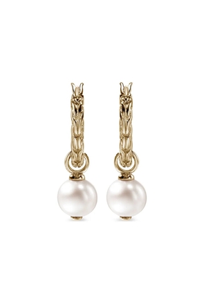 John Hardy 14kt yellow gold JH Essential pearl hoop earrings