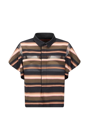sacai horizontal stripe polo shirt - Black