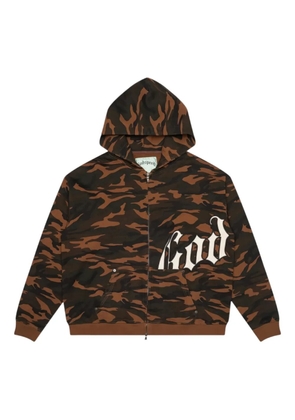 GODSPEED OG logo camouflage-print hoodie - Brown