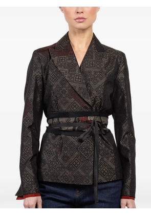 IBRIGU geometric-print belted jacket - Black