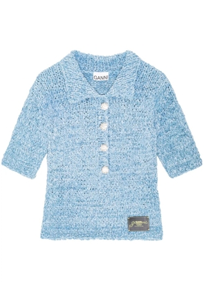 GANNI knitted polo shirt - Blue