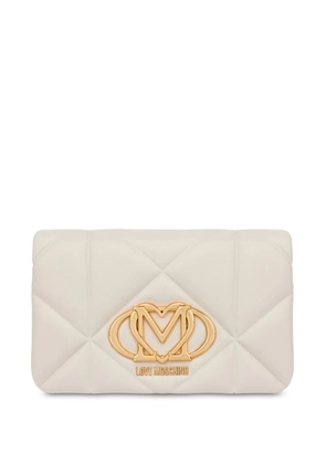Love Moschino logo-plaque quilted cross body bag - White