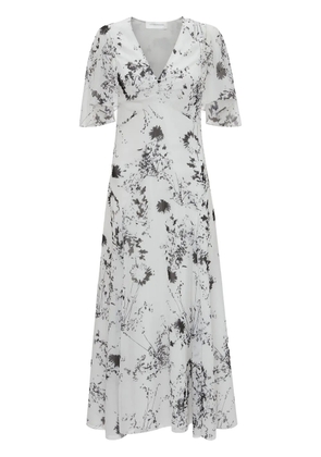 Victoria Beckham floral-print plissé dress - White