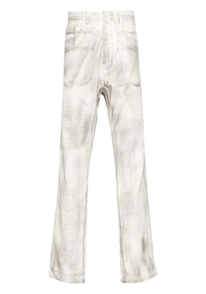KANGHYUK abstract-print straight-leg trousers - White