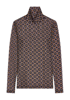 DRIES VAN NOTEN printed turtleneck top - Brown