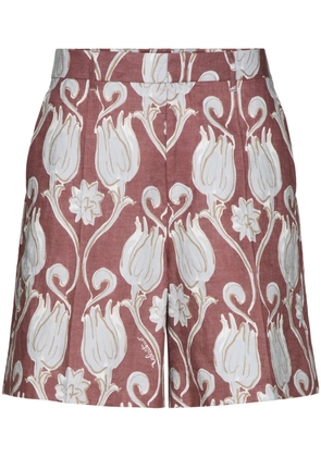 Valentino Garavani Metamorphos Tulips-print linen bermuda shorts - Pink
