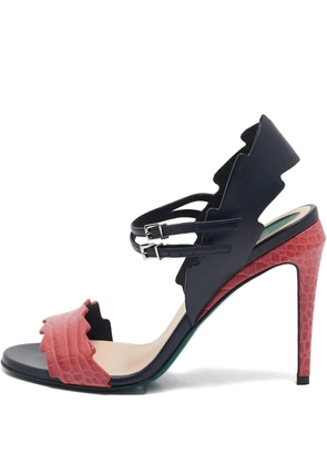 Fendi Pre-Owned croc-embossed leather buckle sandals - Black