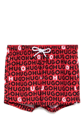BOSS logo print swim shorts - Red