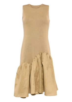 JNBY asymmetric patchwork cotton midi dress - Brown