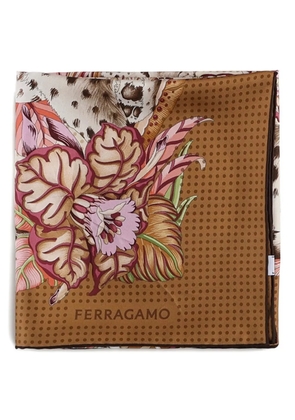 Ferragamo floral-print polka-dot scarf - Brown