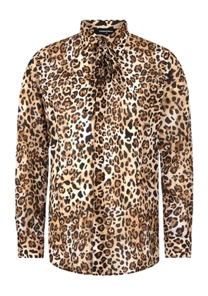 DSQUARED2 tie leopard-print shirt - Brown