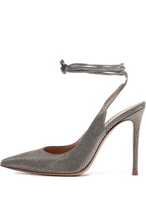 Gianvito Rossi 110mm leather ankle-wrap pumps - Silver