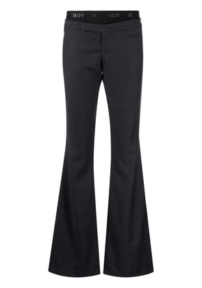 Halfboy logo-waistband layered-detail flared trousers - Grey