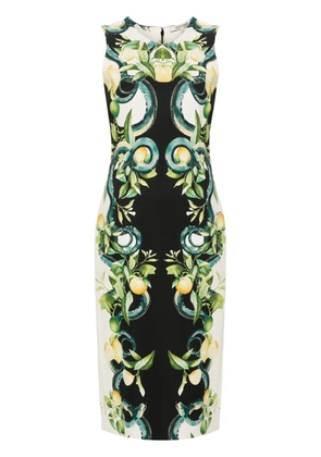 Roberto Cavalli lemon-print crepe midi dress - Black