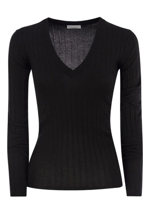 Brunello Cucinelli ribbed V-neck sweater - Black