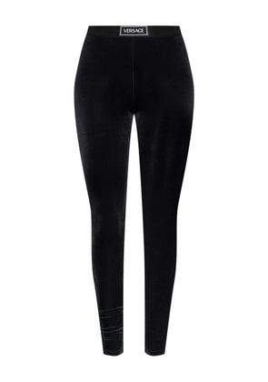 Versace logo-band ribbed trousers - Black