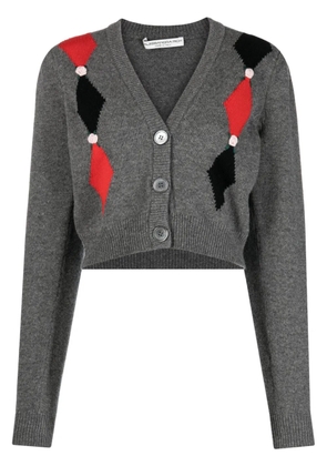 Alessandra Rich intarsia-knit floral-detail cardigan - Grey