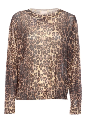 LIU JO leopard-print metallic sweater - Brown
