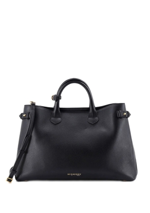 Burberry Pre-Owned Banner Leather and House Check Canvas Large tote bag - Black