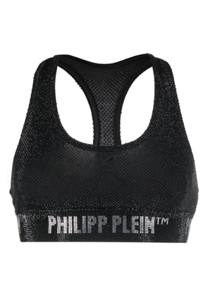 Philipp Plein crystal-embellished logo-underband bra - Black