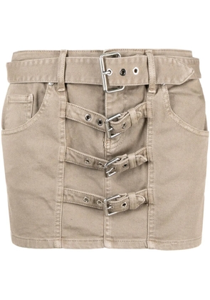 Blumarine buckle-embellished denim miniskirt - Green