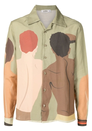 Amir Slama graphic-print long-sleeved shirt - Green