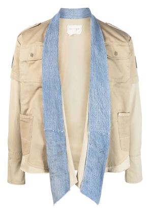 Greg Lauren two-tone cotton military jacket - Neutrals