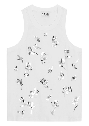 GANNI paillette-embellished tank top - White