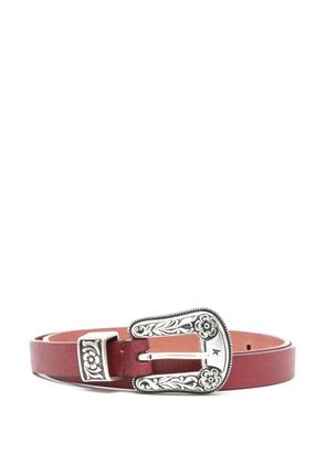 Golden Goose floral-engraved buckle leather belt - Red