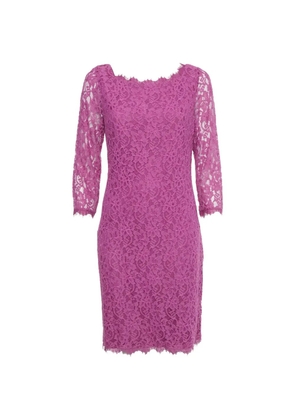 DVF Diane von Furstenberg lace three-quarter-sleeve dress - Purple