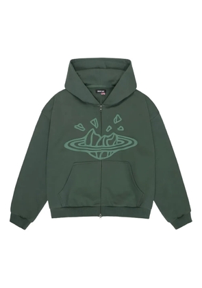 BROKEN PLANET zip-up graphic hoodie - Green