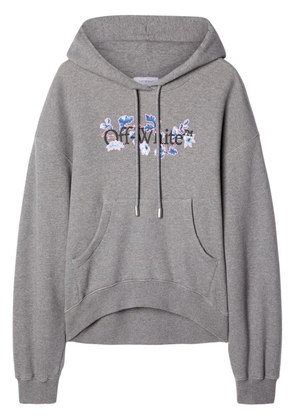 Off-White logo-print organic cotton hoodie - Grey