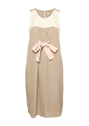 Paule Ka bow-detail lace-panel dress - Neutrals